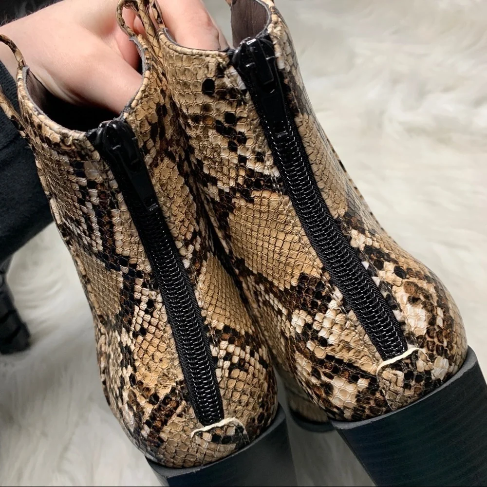 Boutique Brown Snakeskin Booties - Picture 4 of 5